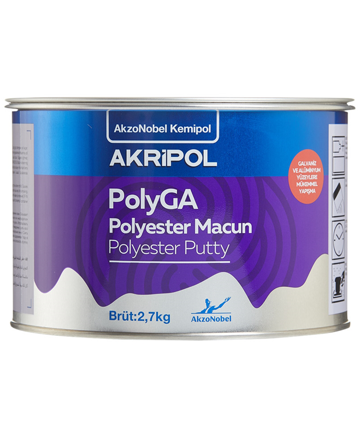 Akripol Poly GA Polyester Macun 2.7Kg